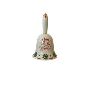 Dicksons Merry Christmas Porcelain Gold trimmed Bell 1980s
